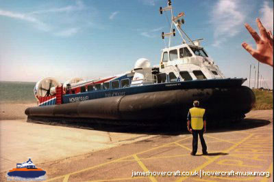 AP1-88 hovercraft with Hovertravel -  (credit: The <a href='http://www.hovercraft-museum.org/' target='_blank'>Hovercraft Museum Trust</a>).